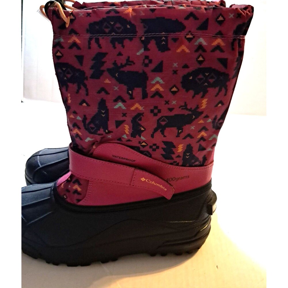 Columbia Powderbug Plus Boots Youth Girls Size 4 Pink Winter Snow Pull On - Picture 6 of 13